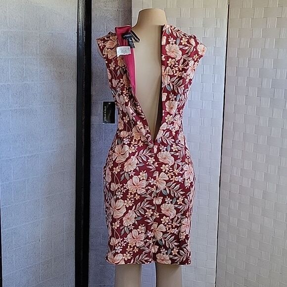 BRAND NEW STELLA & JULIE FLORAL PRINT DESIGN MULTI-COLOR SLEEVELESS SHEATH DRESS - Picture 6 of 10